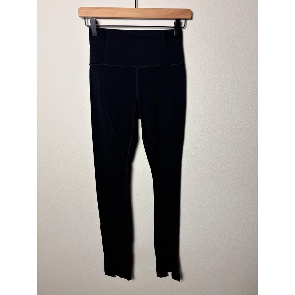Athleta Aura Split Pant Black High Waisted Leggings Ribbed Waistband Womens XS
